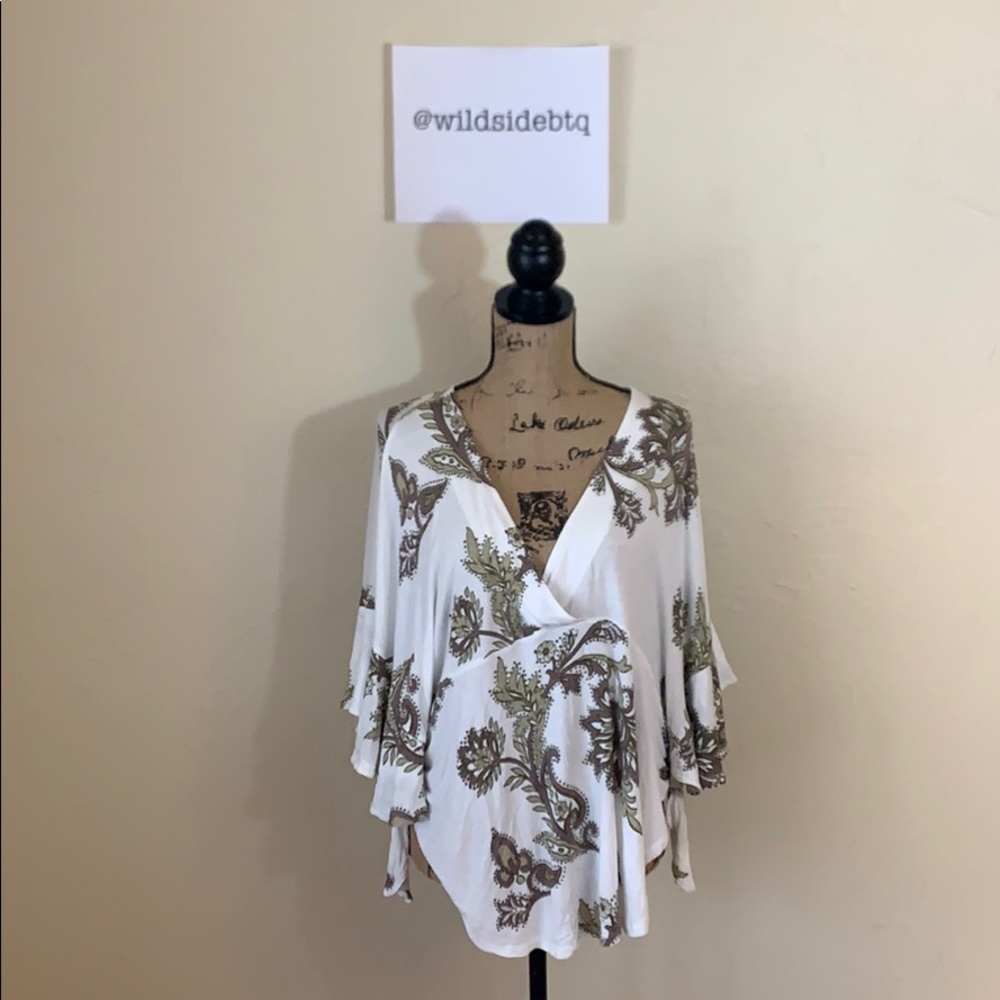 Free People Maui Wowie Palm Print Top
